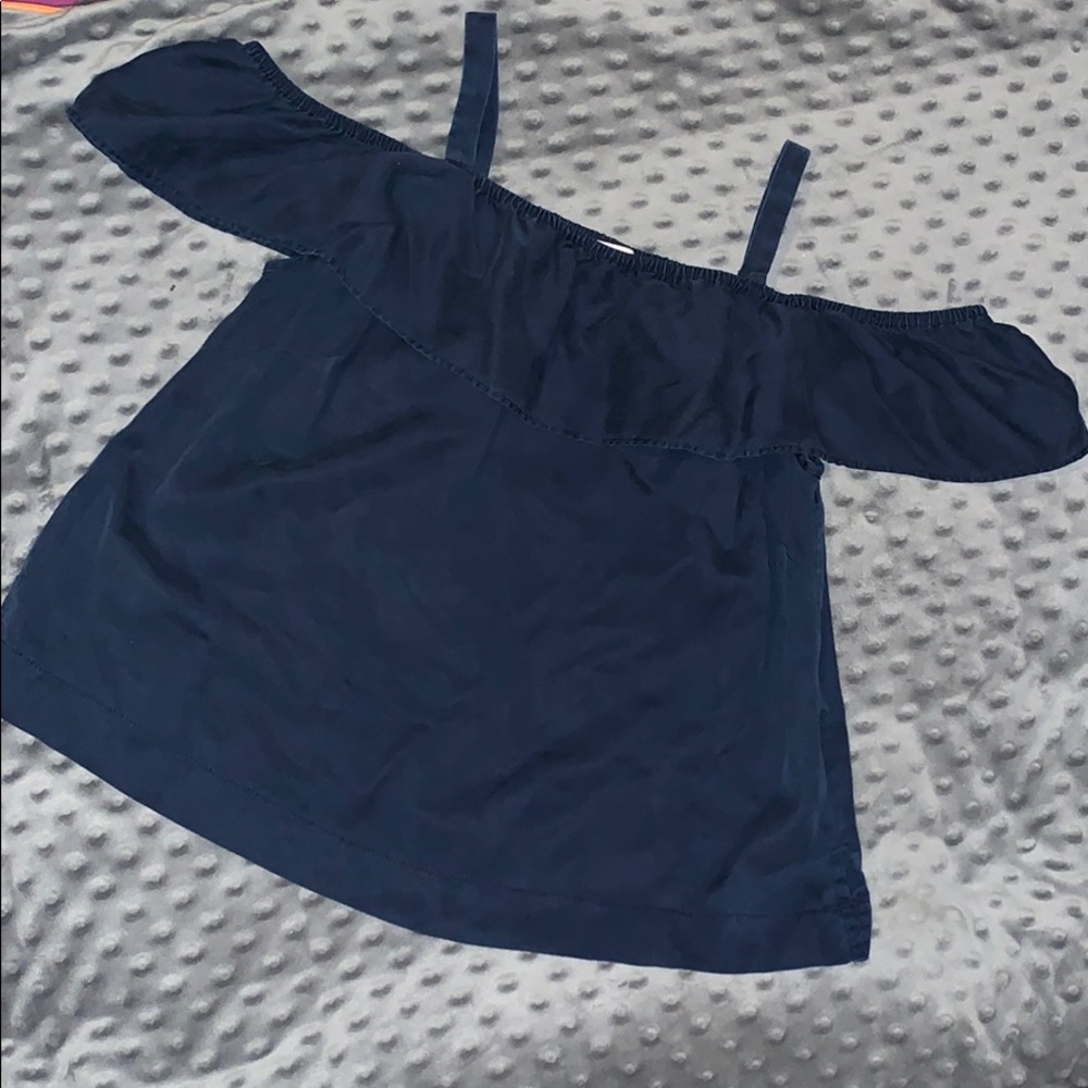Loft XS off the shoulder top. Navy blue.